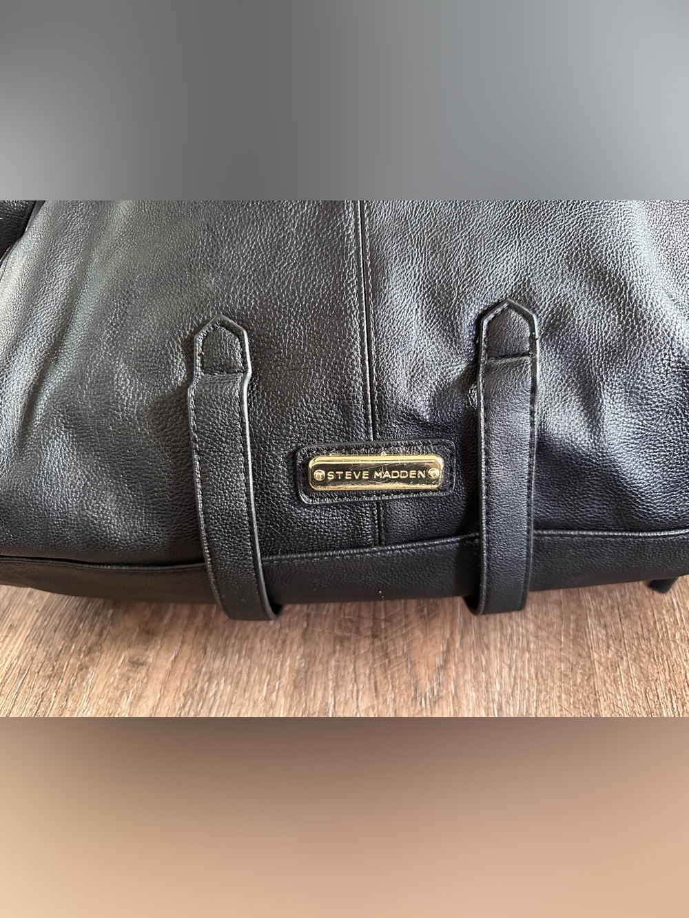 Steve Madden Large Black Travel Tote Weekender Carry On Bag Vegan Leather - Picture 3 of 11